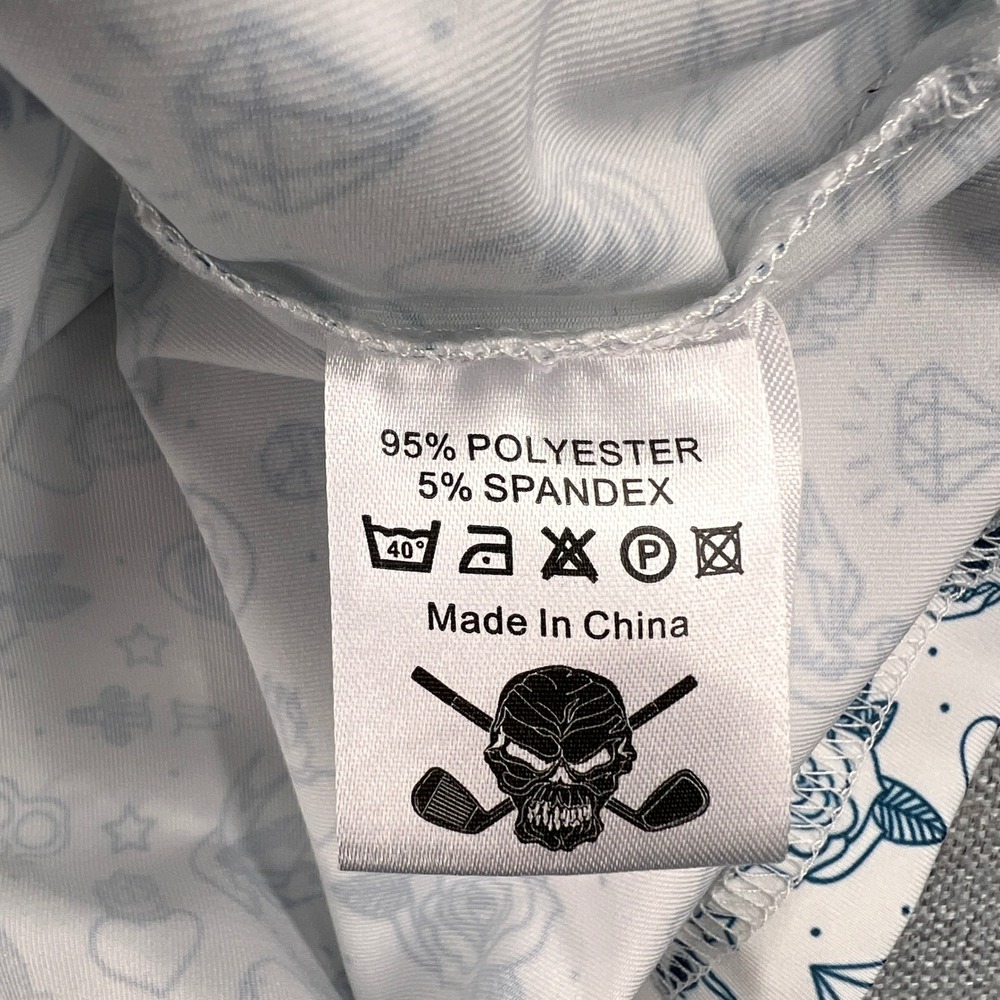 Tattoo Golf Flash Series Polo Shirt Skull Print Men XL White Golfcore Stretch - Picture 11 of 12